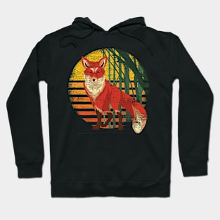 Tropical Nature Fox Lover Wildlife Animal Retro Fox Hoodie